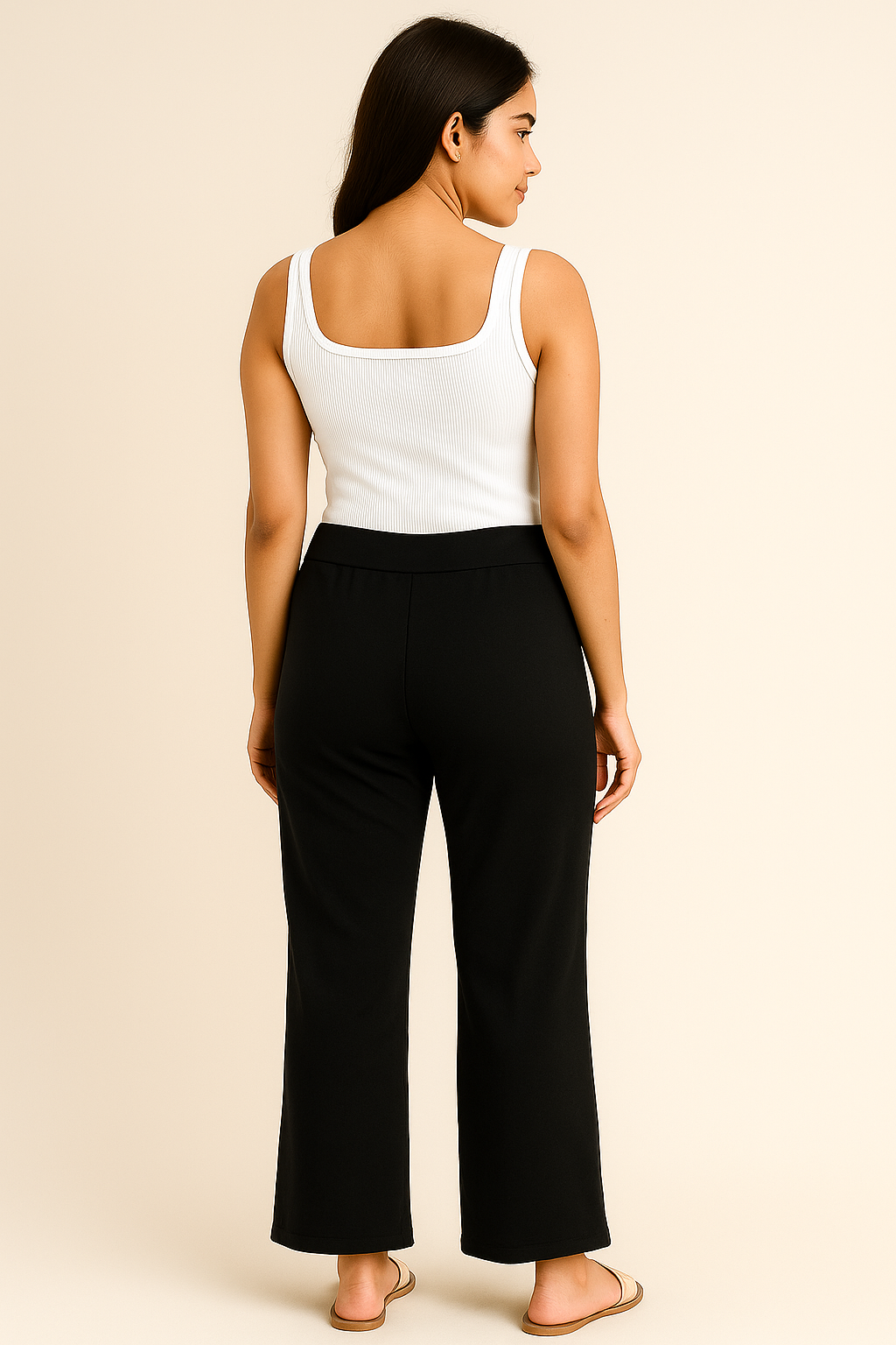 Women's Black High-Waisted Wide-Leg Trousers