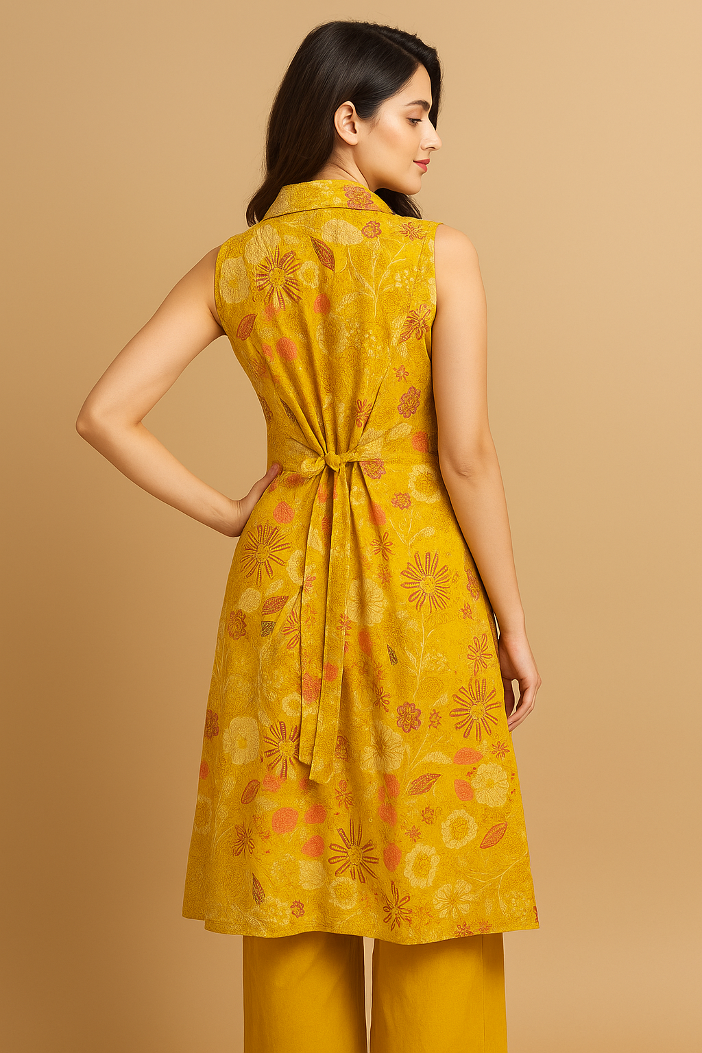 Yellow Floral Co-ord Set – Summer Cotton Kurta & Pants